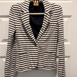 Tory Burch Navy and White Striped Blazer